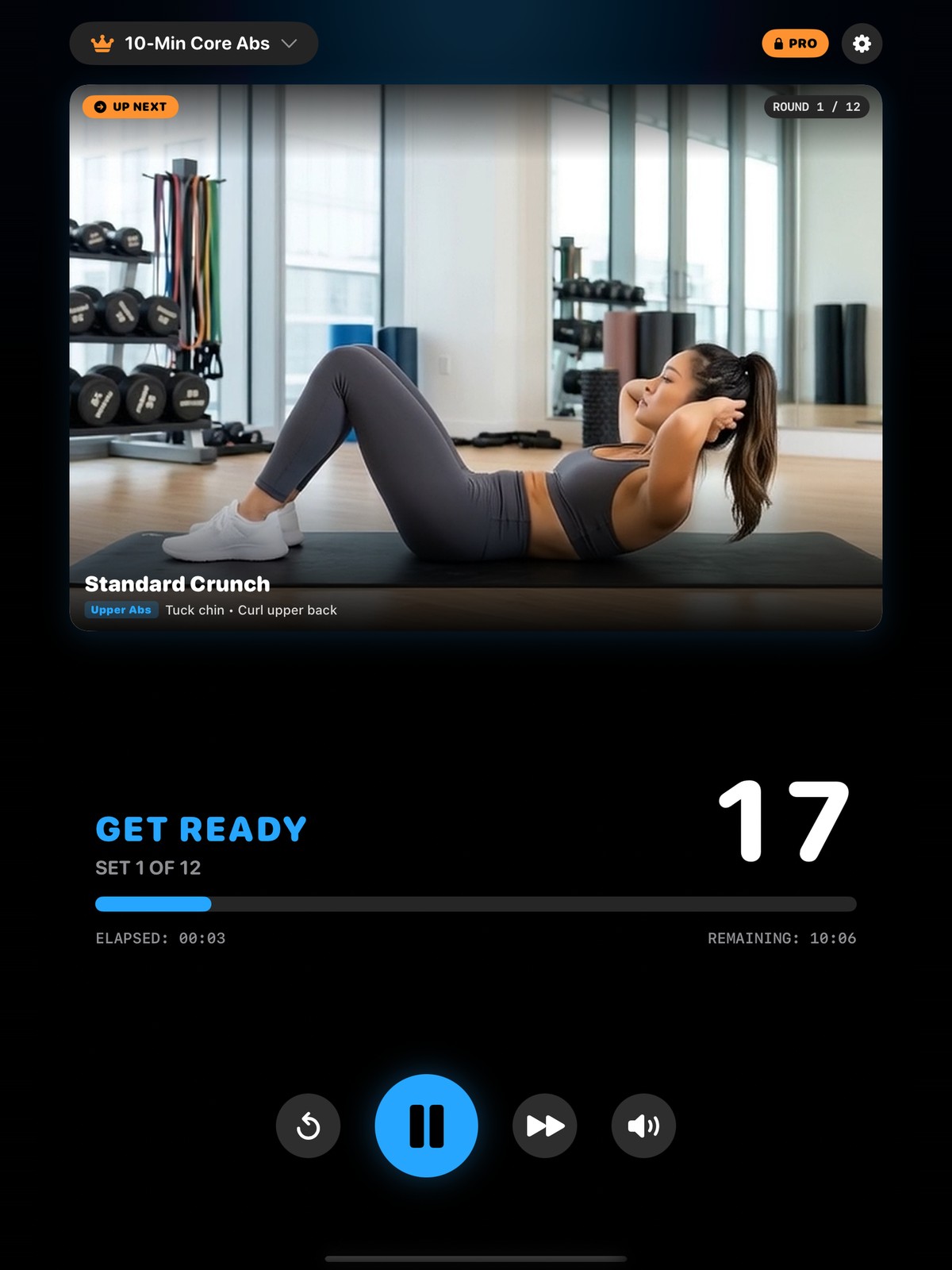 Coach Hannah Standard Crunch 10-Min Core Abs video workout on Workout Timer